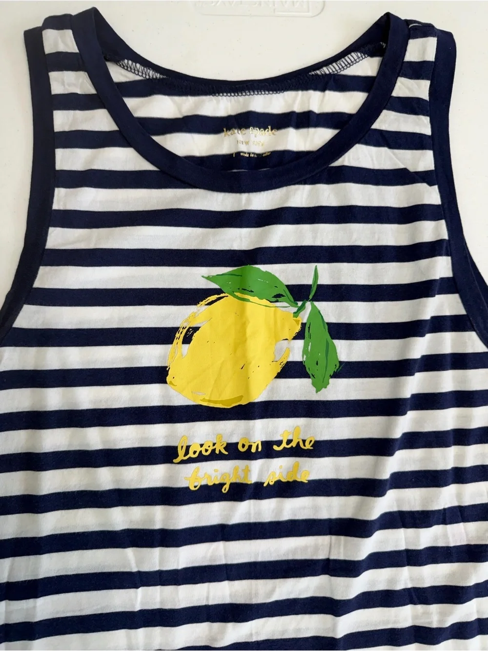 Kate Spade Striped Lemon Tank Dress Size L Look On The Bright Side Navy White